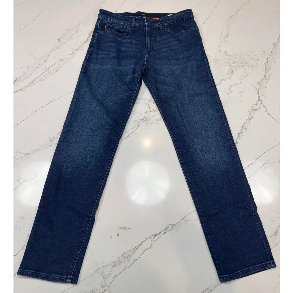 Hugo Boss Regular-fit jeans in mid-blue comfort-stretch denim, Size 32 x 32